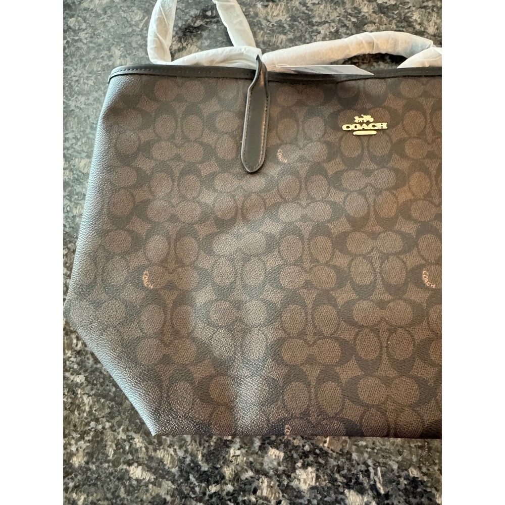 Coach City Tote in Signature Canvas Walnut Black CV976 IMXAQ Womens Bag - Picture 5 of 14